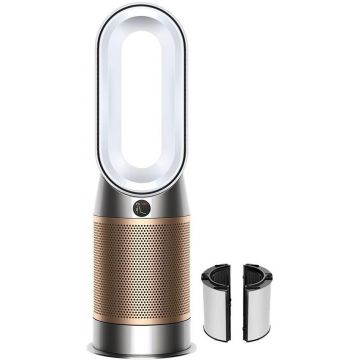 Purificator de aer Dyson HP09 Pure Hot+Cool Formaldehyde, 40 W, Wi-Fi, Asistent vocal, 10 trepte viteza, 1044 m3/h, 32 mp (Alb/Auriu)